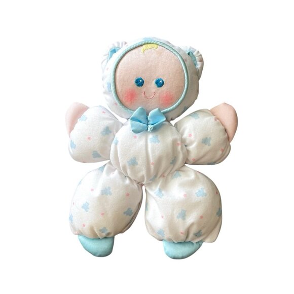 Vintage Fisher Price Baby Doll Plush Slumber Babies Lovey 1989 Blue Boy - Picture 1 of 5
